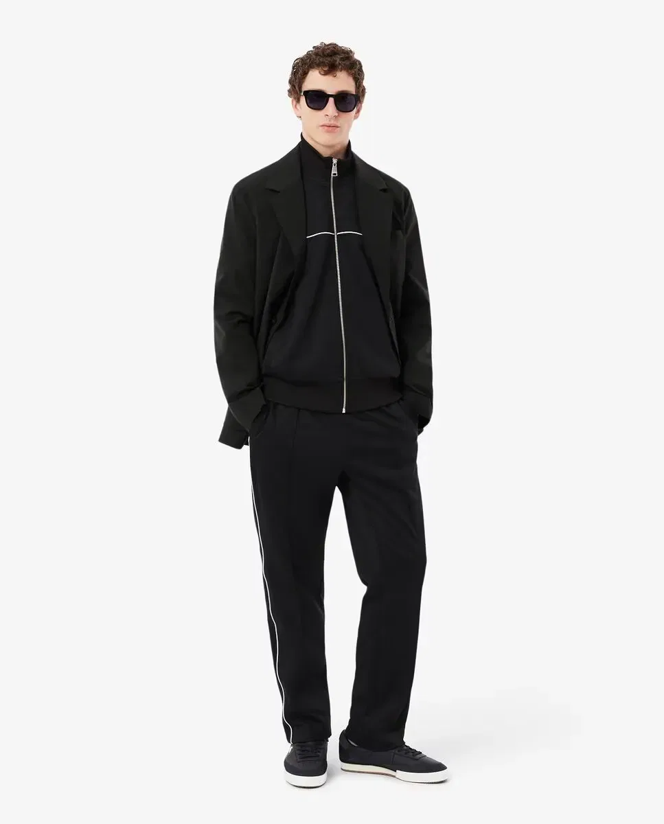 Худи мужская Lacoste без капюшона, свободный крой, контрастная отделка, Negro — фото 4