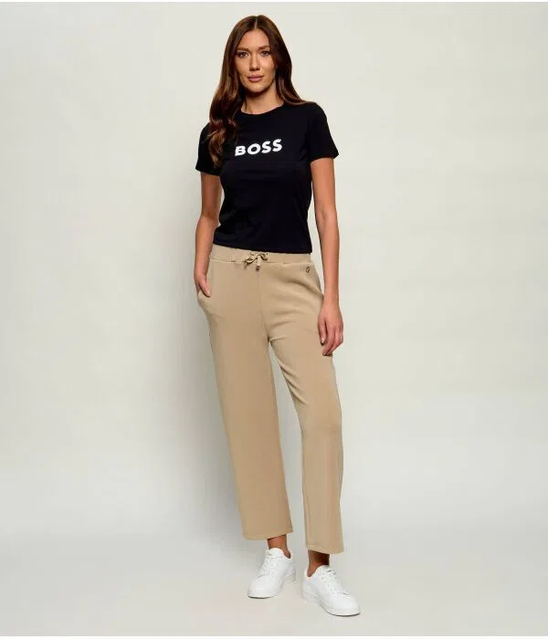 Женские брюки-палаццо из модала BOSS, бежевый — фото 2