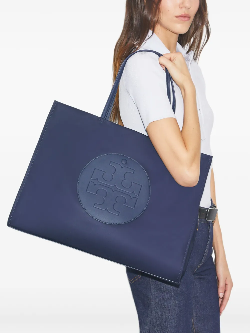 

Сумка-тоут Ella с тисненым логотипом Tory Burch, синий