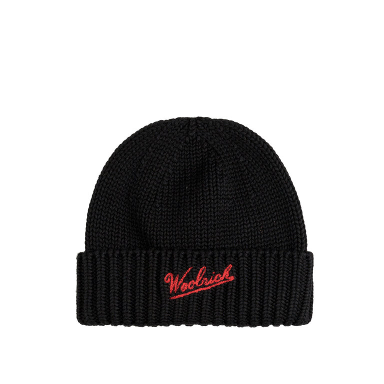 

Шапка Merino Wool Logo Beanie Woolrich, черный