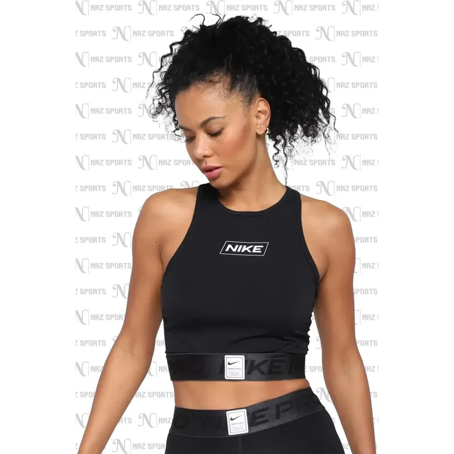 Женский спортивный топ без рукавов с принтом Pro Dri-Fit Graphic Crop Nike, Черный