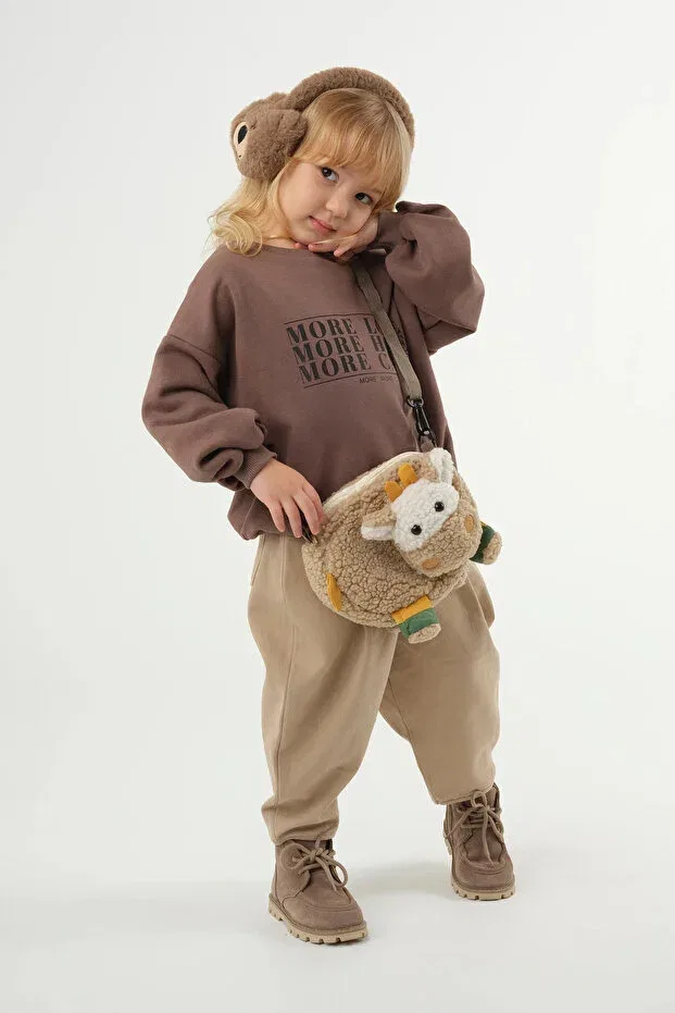 Детские свитшот для девочек с принтом Mioma Kids, Brown — фото 2