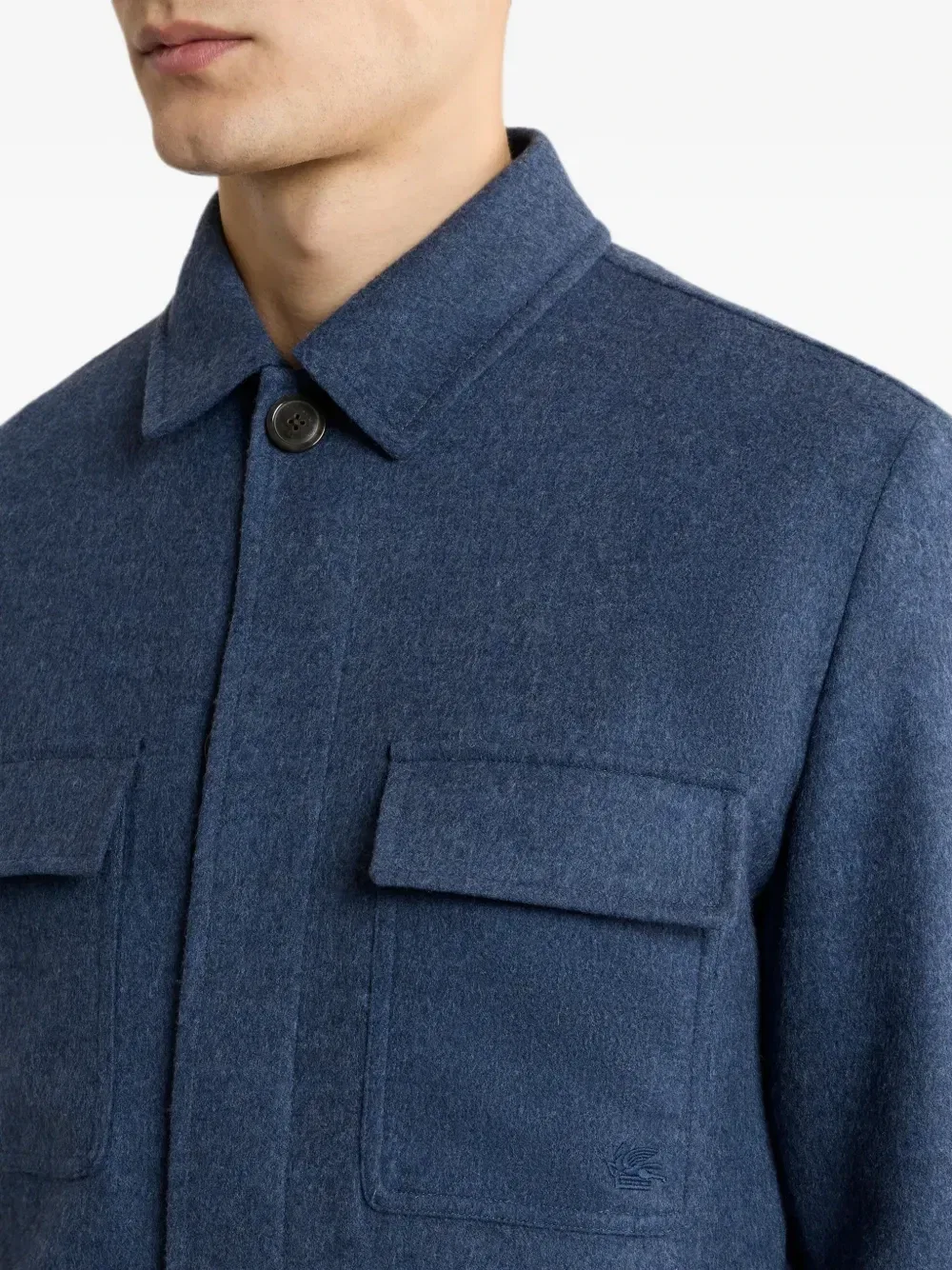 Куртка-рубашка из смеси шерсти и кашемира Etro, синий — фото 4