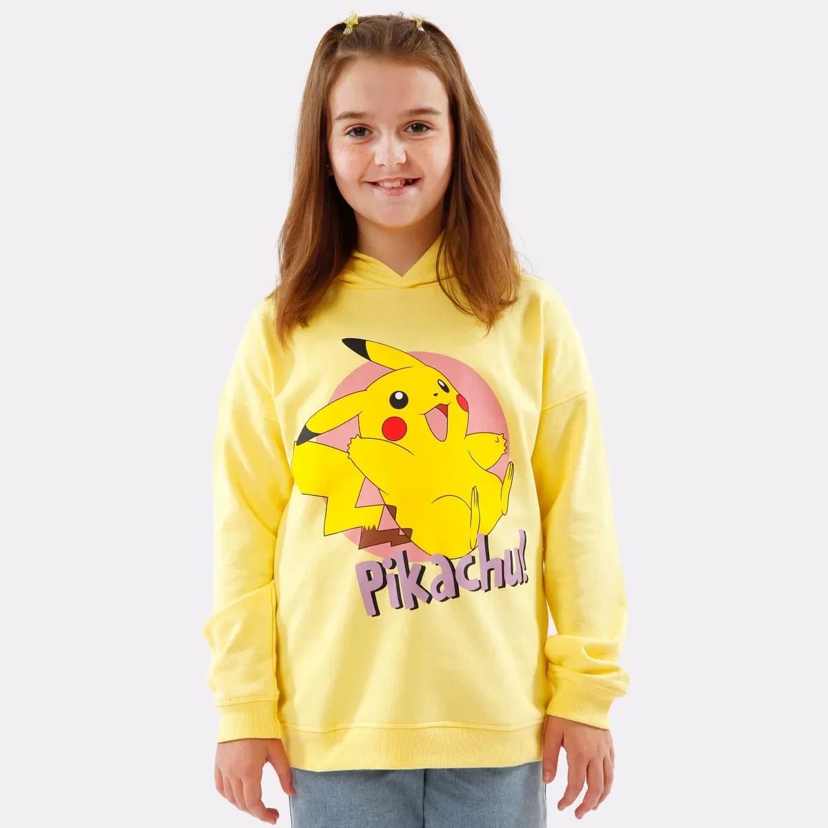 Худи с принтом Pikachu Pokemon, Yellow — фото 2