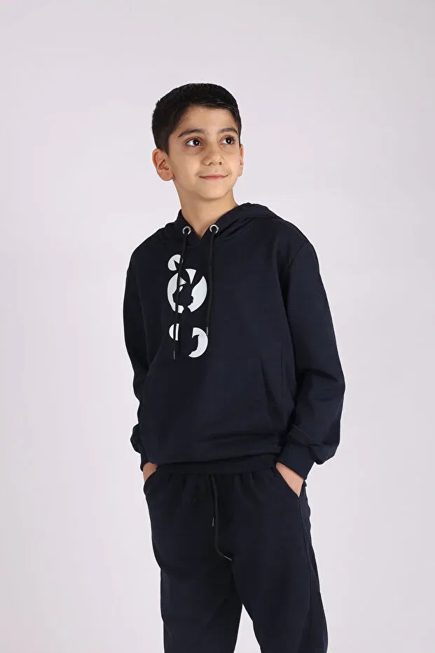 Детский для девочек спортивный костюм с принтом Seasonal Printed Unisex Kids Tracksuit Set Merry Store, Navy Blue — фото 3