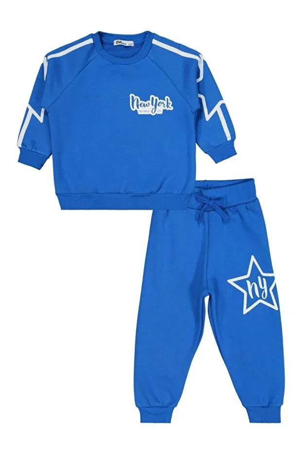 Детский спортивный комплект для мальчиков с принтом New York Yıldız Printed, Civil Boys, Saks Blue — фото 4