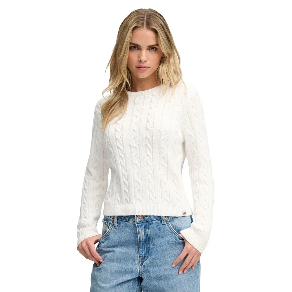 Женский свитер с косами Essentials SD&CO Superdry, White