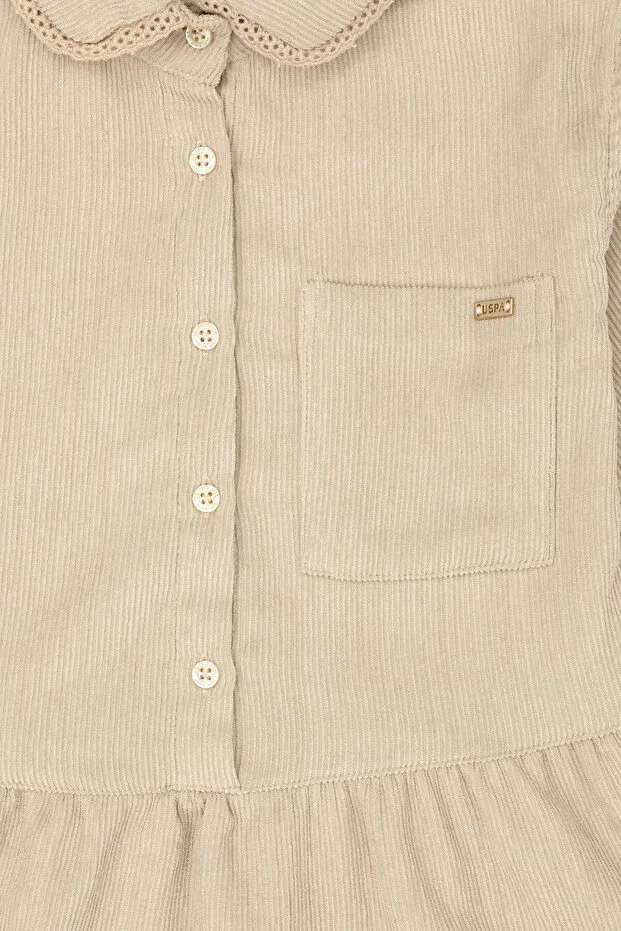 Детское платье-рубашка с длинным рукавом U.S. Polo Assn., Sand — фото 4