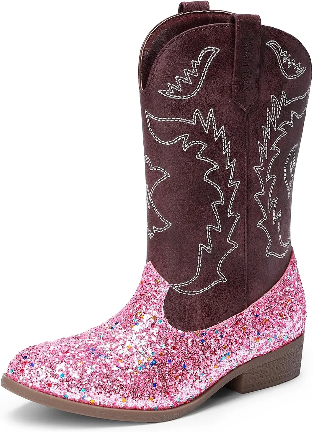 Детские сапоги для девочек и мальчиков с принтом ковбоя DREAM PAIRS, Pink-Glitter