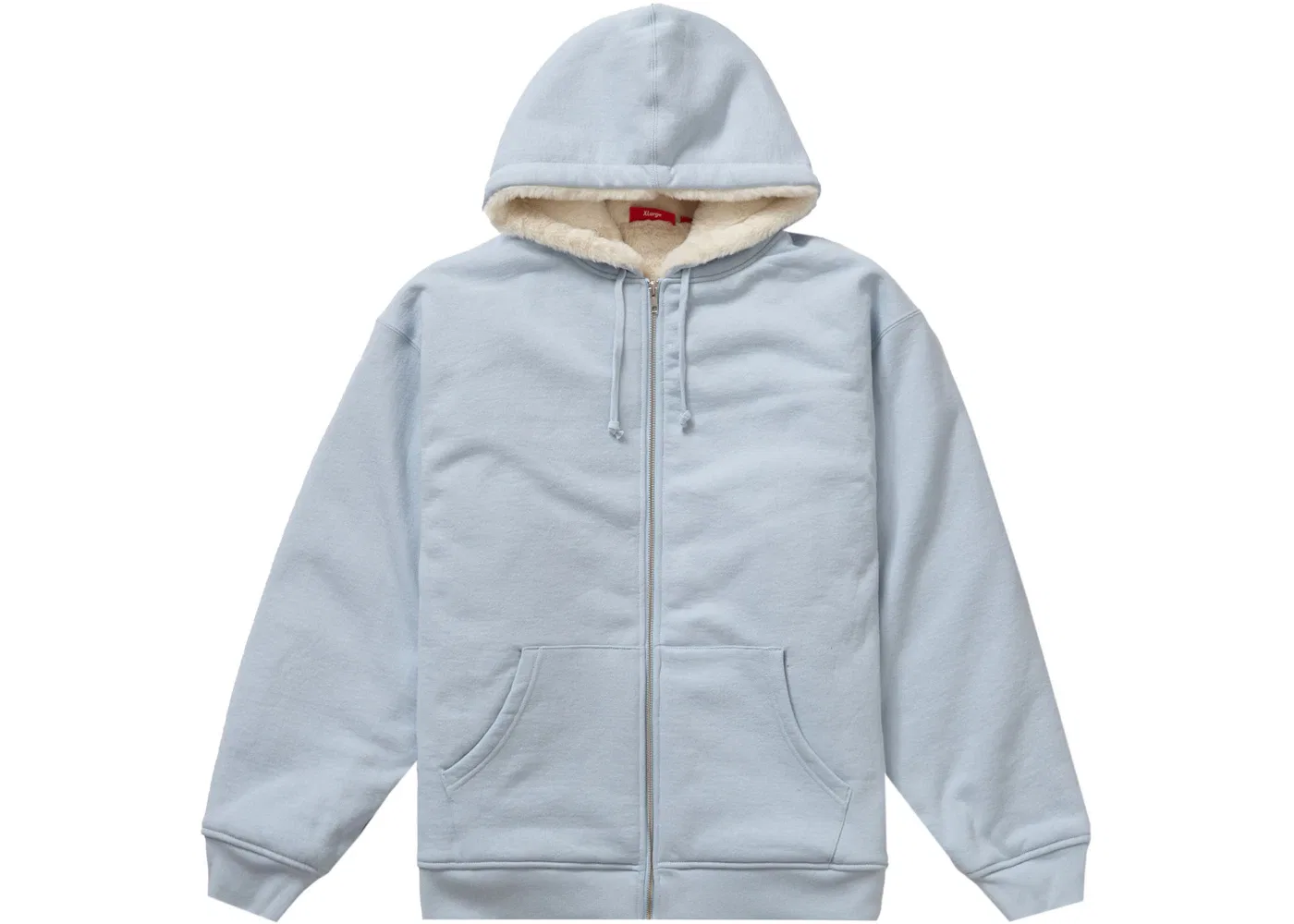 Мужская худи с принтом Supreme Faux Fur Lined Zip Up Hooded Sweatshirt Supreme, Light Blue — фото 3