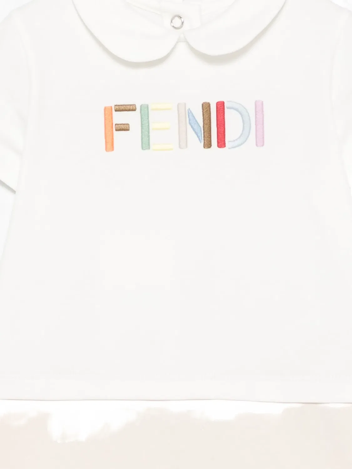 Комплект из футболки и шорт с вышитым логотипом Fendi Kids, белый — фото 3
