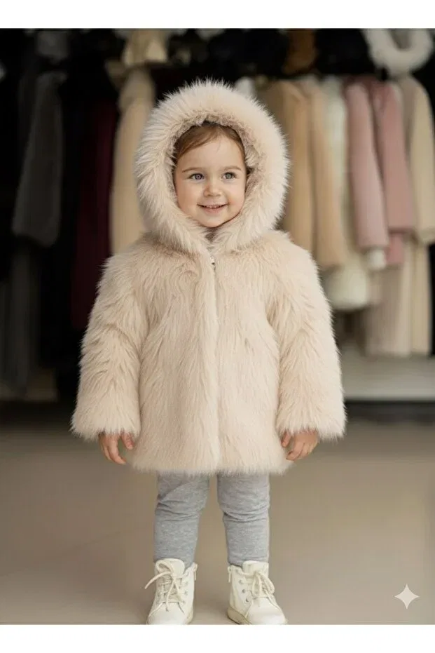 Детское пальто для девочек с искусственным мехом Kürkzone, Beige