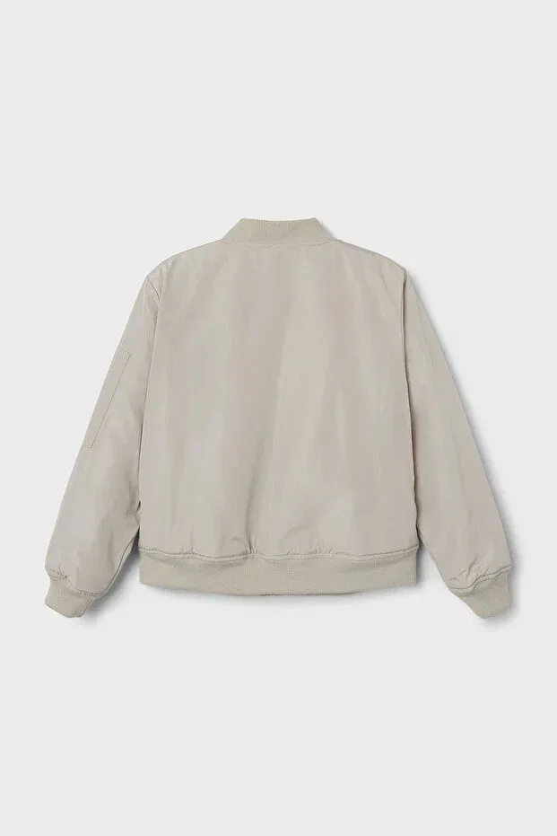 Детский бомбер-куртка для девочек с длинным рукавом Name It, Beige — фото 2