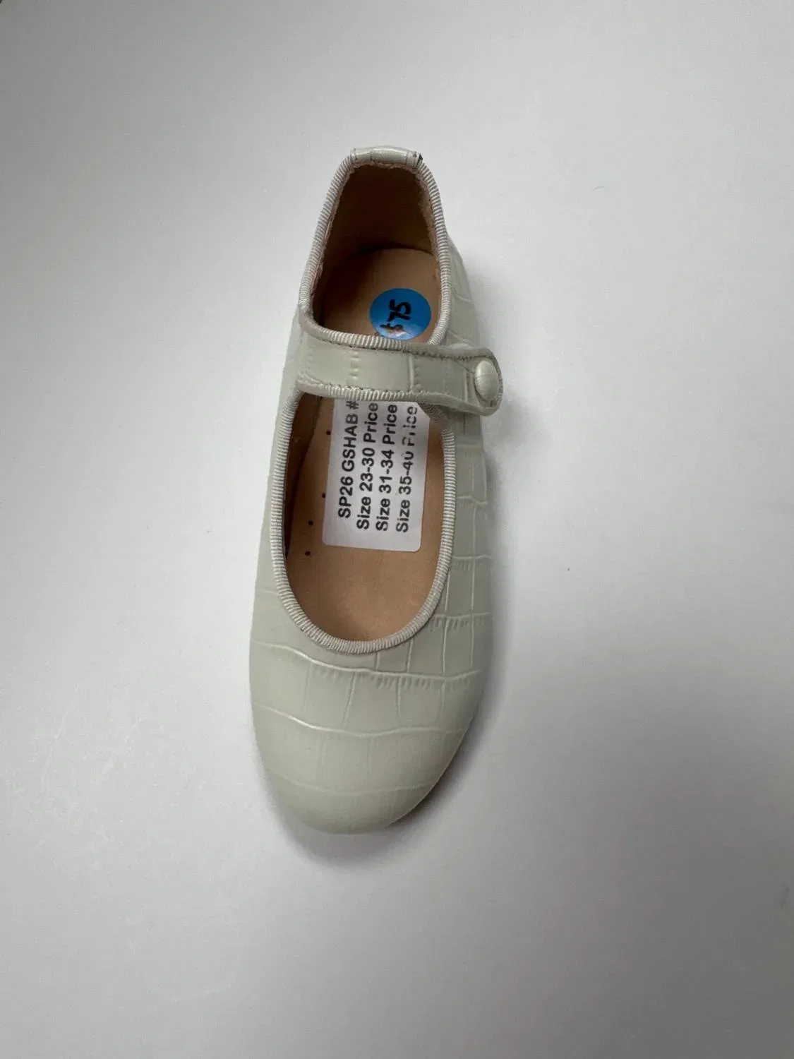 Детские туфли Мэри Джейн с тиснением под крокодила Aurora Mary Jane 1936, White Croco — фото 2