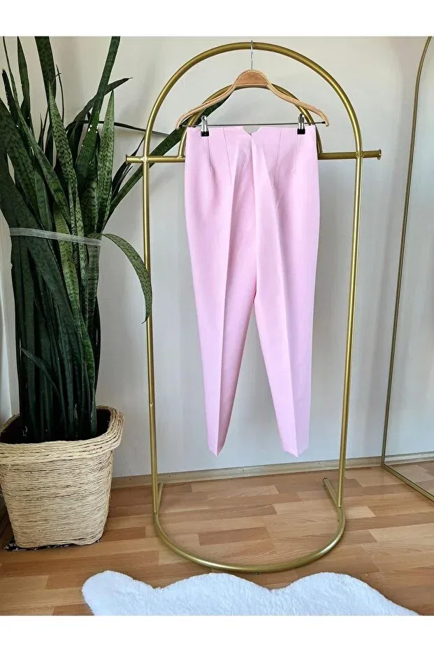Детские брюки для девочек зауженные с высокой талией Butik, Baby Pink — фото 4