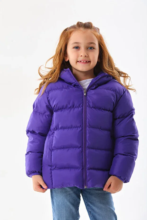 Детский зимнее пуховик для девочек с капюшоном RB-400, Generic Brands, Purple