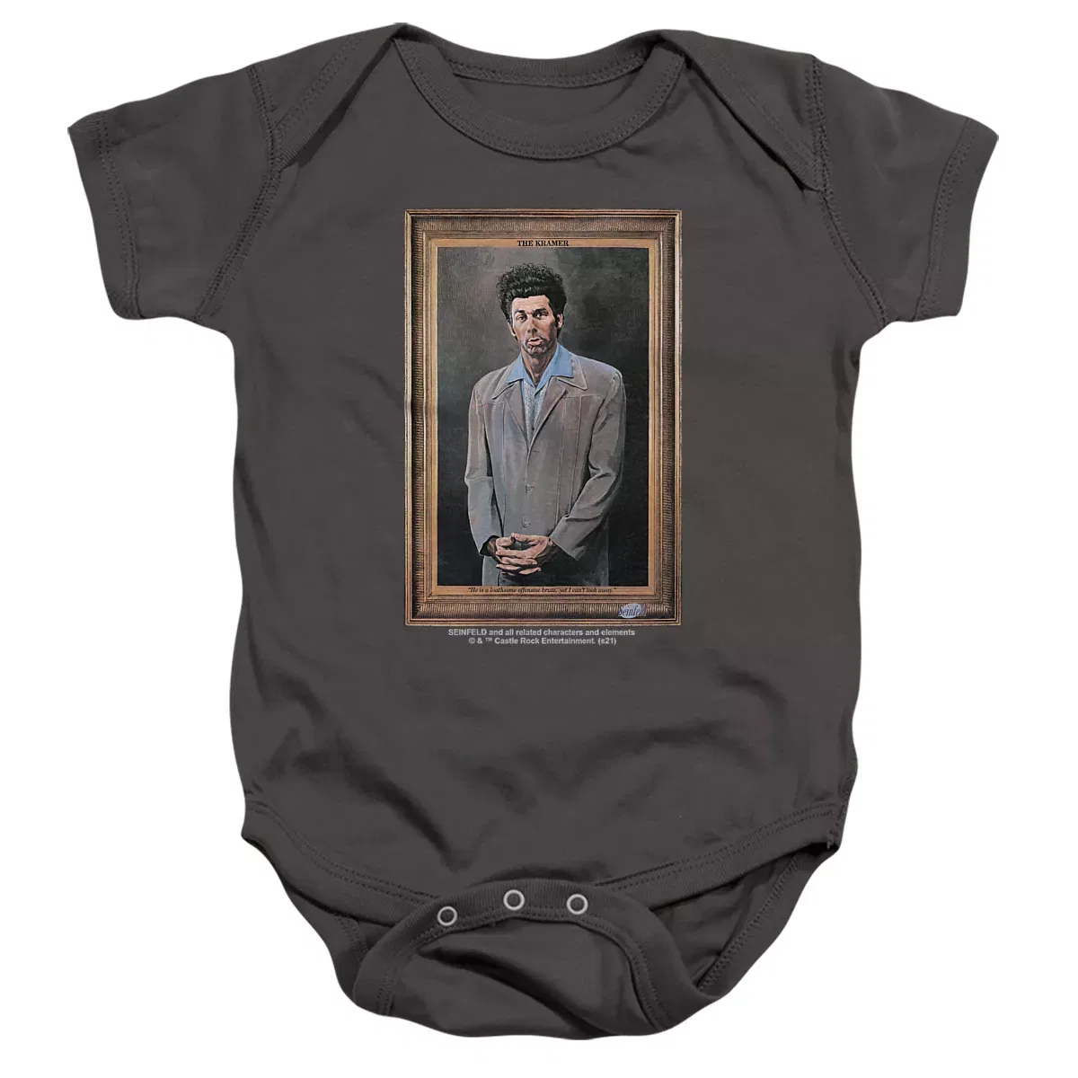 Детское боди с коротким рукавом Kramer Portrait Seinfeld, Charcoal