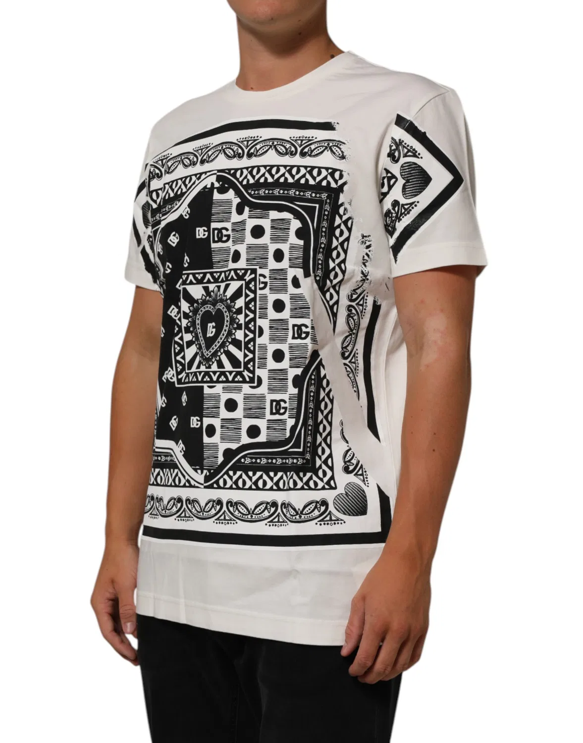 Мужская футболка с принтом бандана Bandana Print CrewNeck T-shirt Dolce & Gabbana, White — фото 3