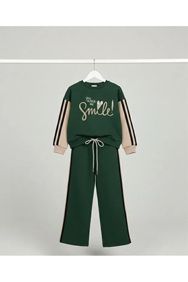 Детский спортивный костюм для девочек хлопковый Basics Yavrucak Girls, Green — фото 2