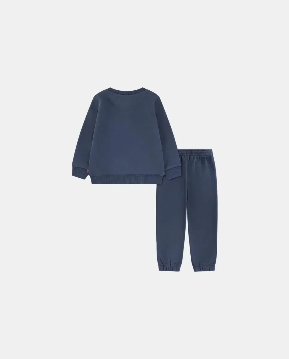 Детский комплект из футера с капюшоном и спортивных штанов Levi's Core Batwing, Azul — фото 2