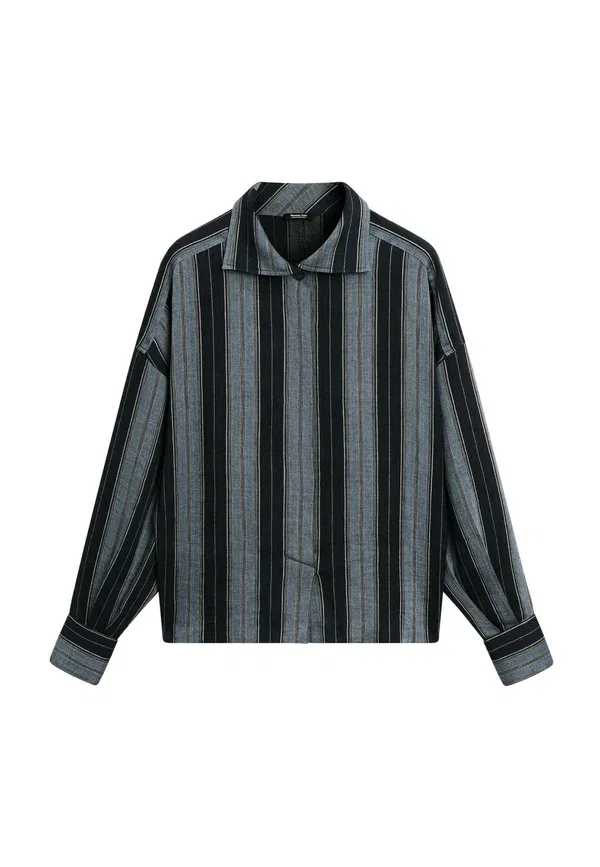 Блуза свободного кроя Button-down blouse Massimo Dutti, темно-синий — фото 4