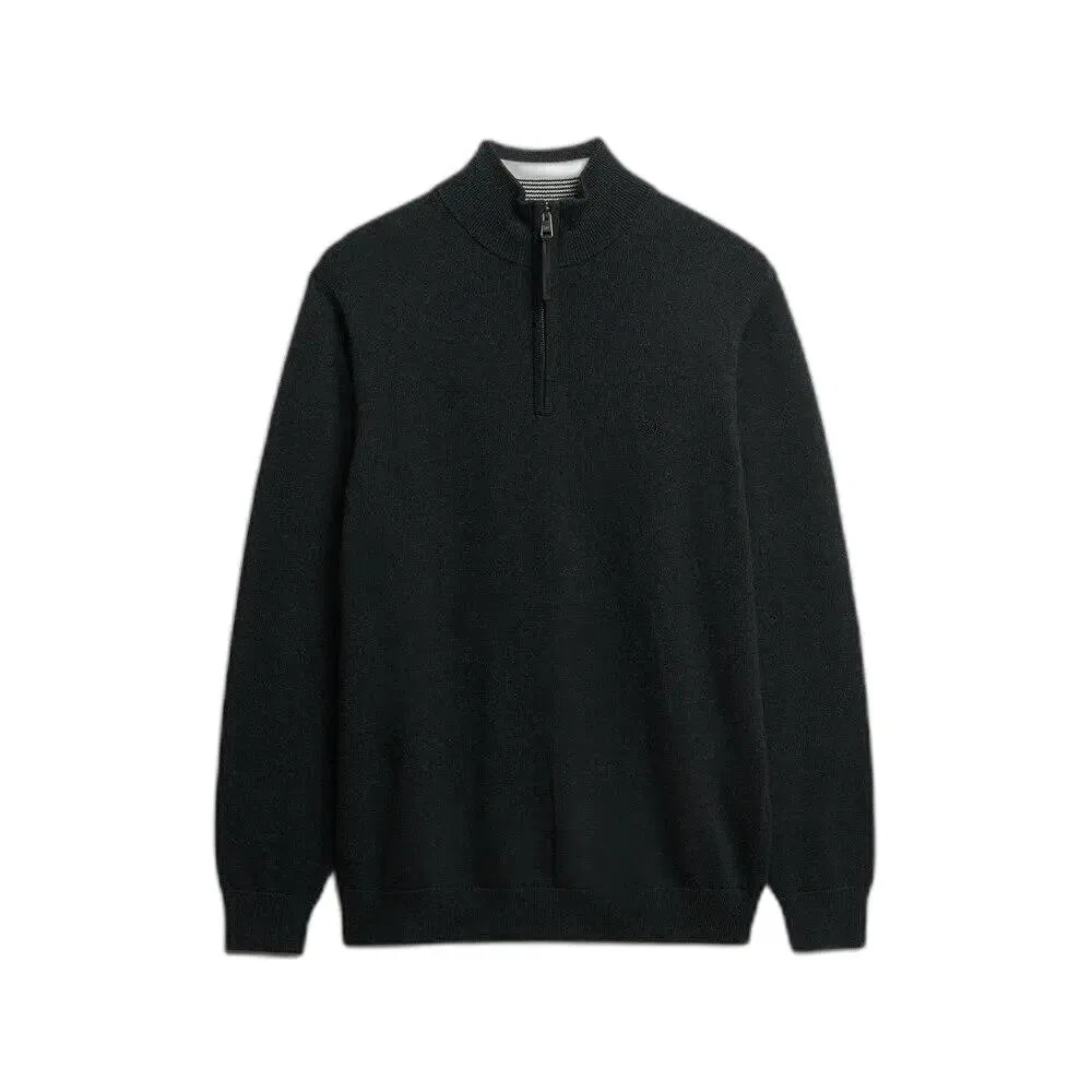Мужской хлопковый пуловер с воротником-стойкой Superdry Essentials, Grau Kohlengrau Dunkelgrau
