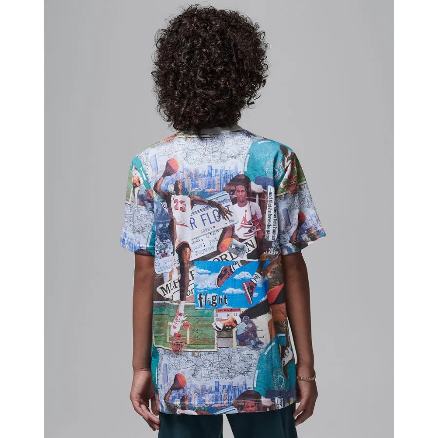 Детская футболка с принтом Jordan MJ Brooklyn Collage Nike, Черно-бежевый — фото 2