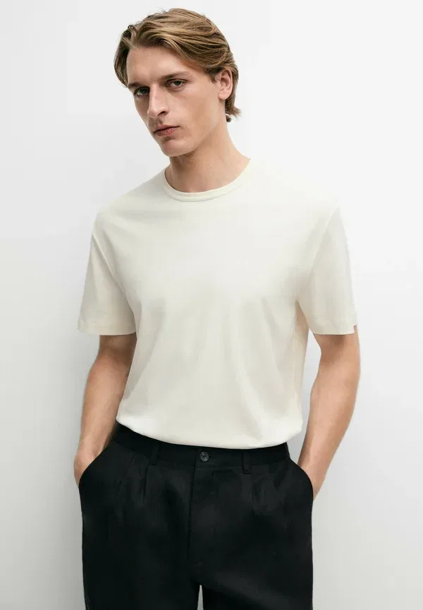 Футболка хлопковая Basic t-shirt Massimo Dutti, Yellow, желтый