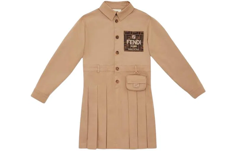 Детское платье для девочек средней длины FENDI, Brown