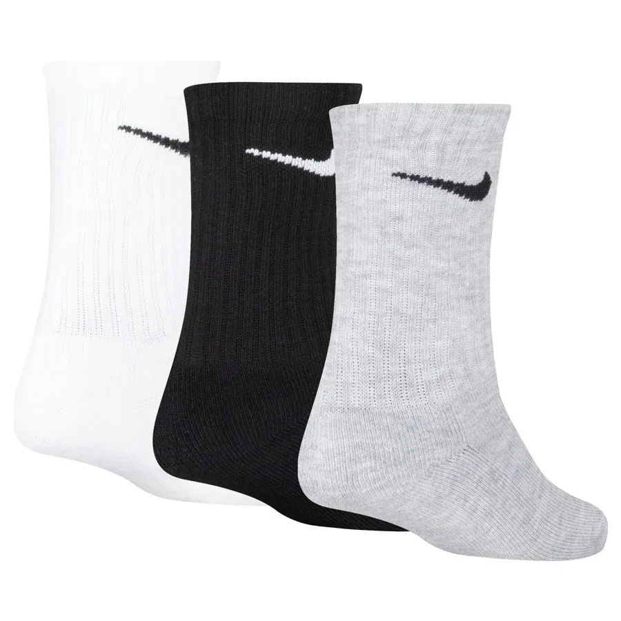 Комплект спортивных носков с принтом Nike Basic Pack Crew 3pk, Nike, Черно-бело-серый — фото 4