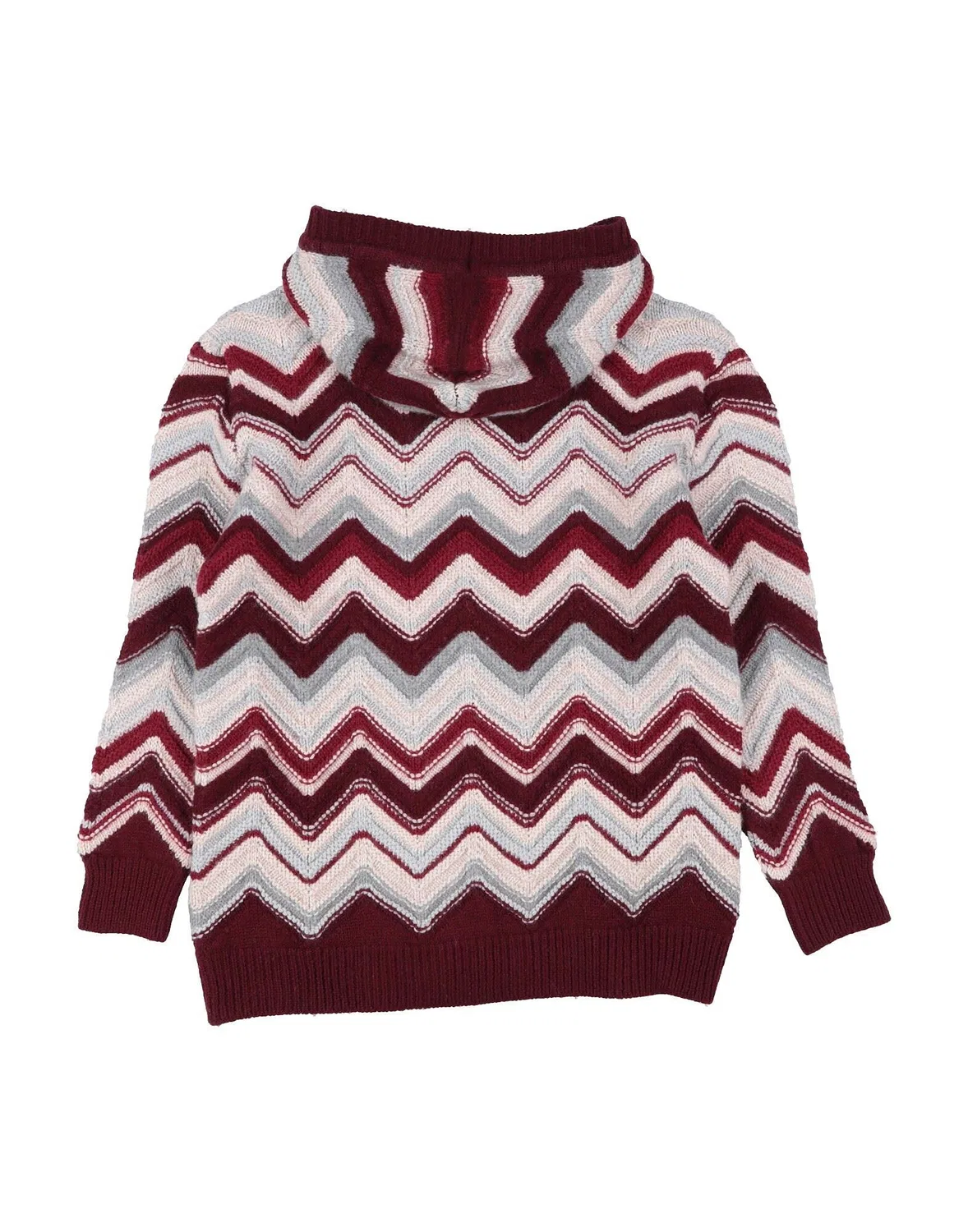 Детский жаккардовый кардиган для девочек с принтом Missoni, бордовый — фото 2