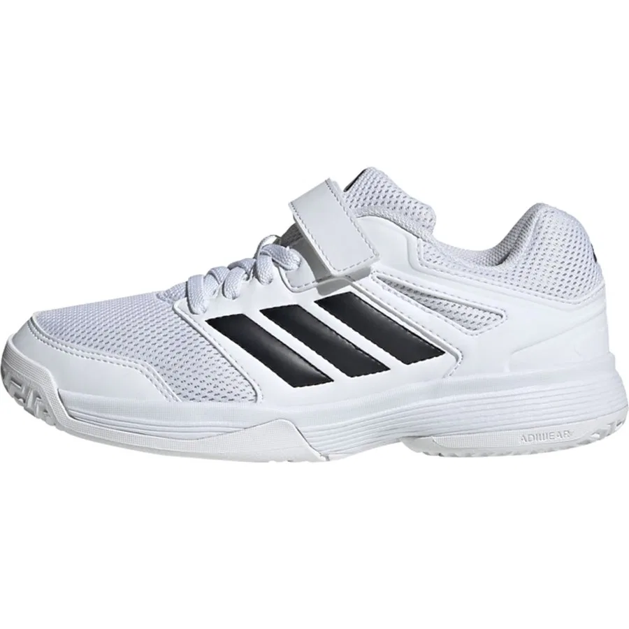 Кроссовки детские с липучкой и шнурками Speedcourt Indoor Shoes adidas, Бело-черный — фото 2