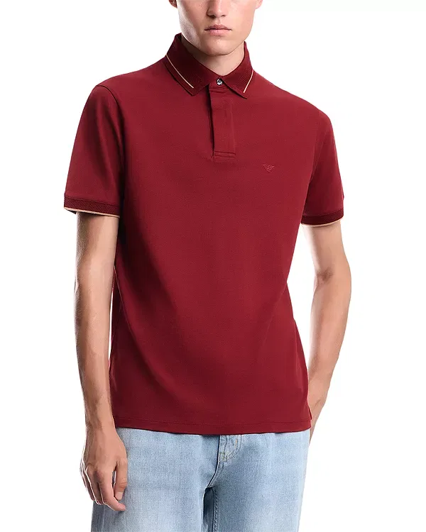 Мужское поло из хлопкового пике Emporio Armani, Merlot