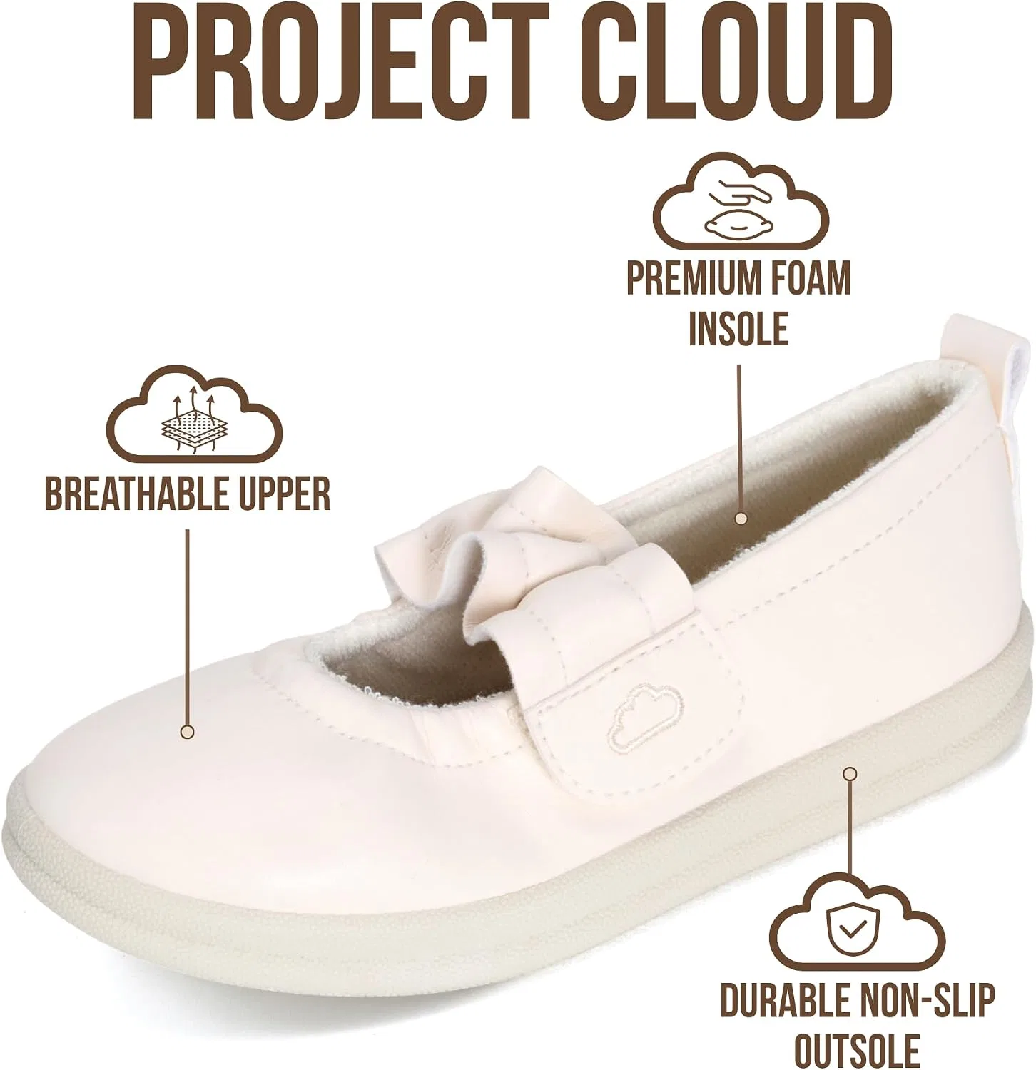 Детские кроссовки для девочек с мемори-пеной Project Cloud, Cream — фото 2