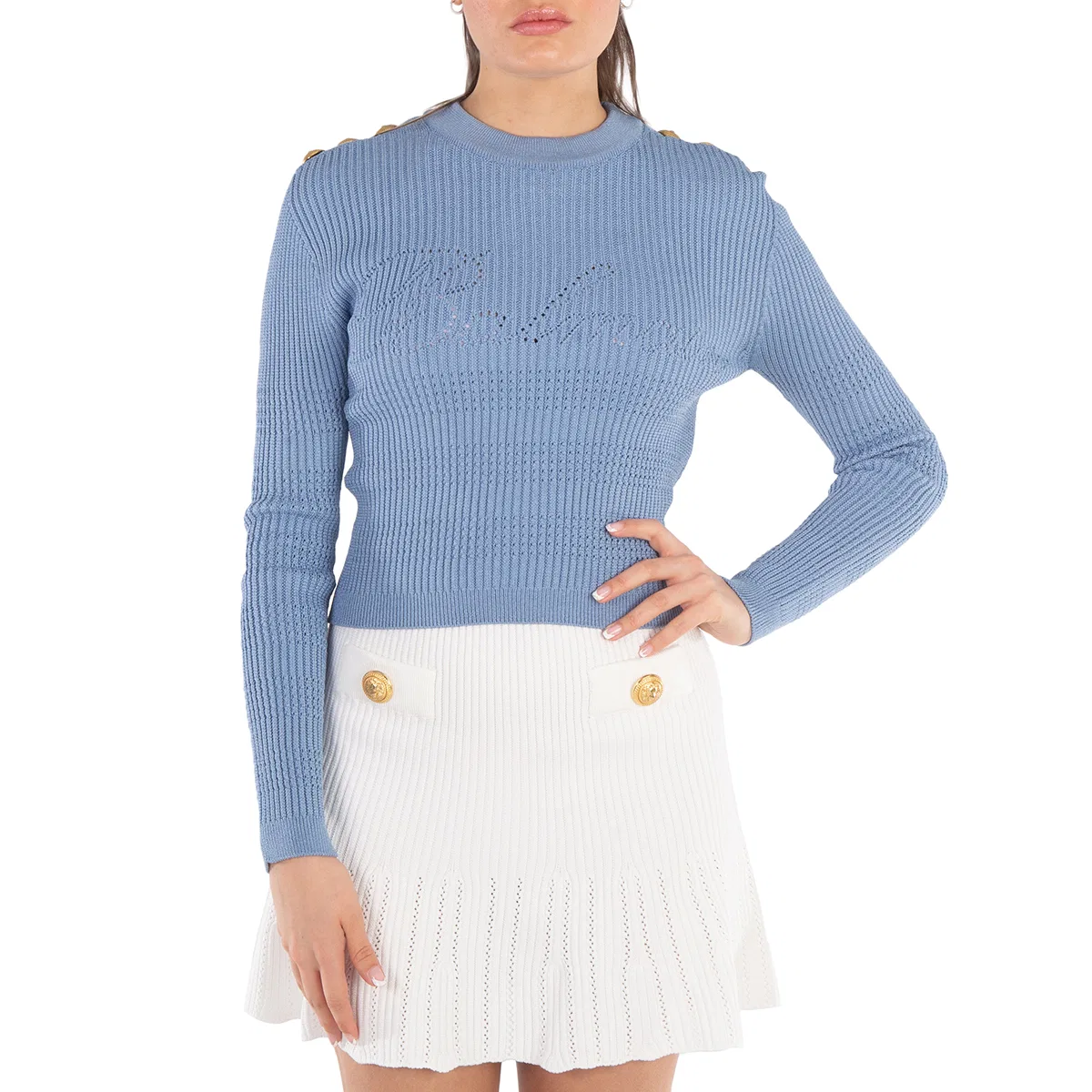 Джемпер с круглым вырезом Signature Knit Balmain, Blue