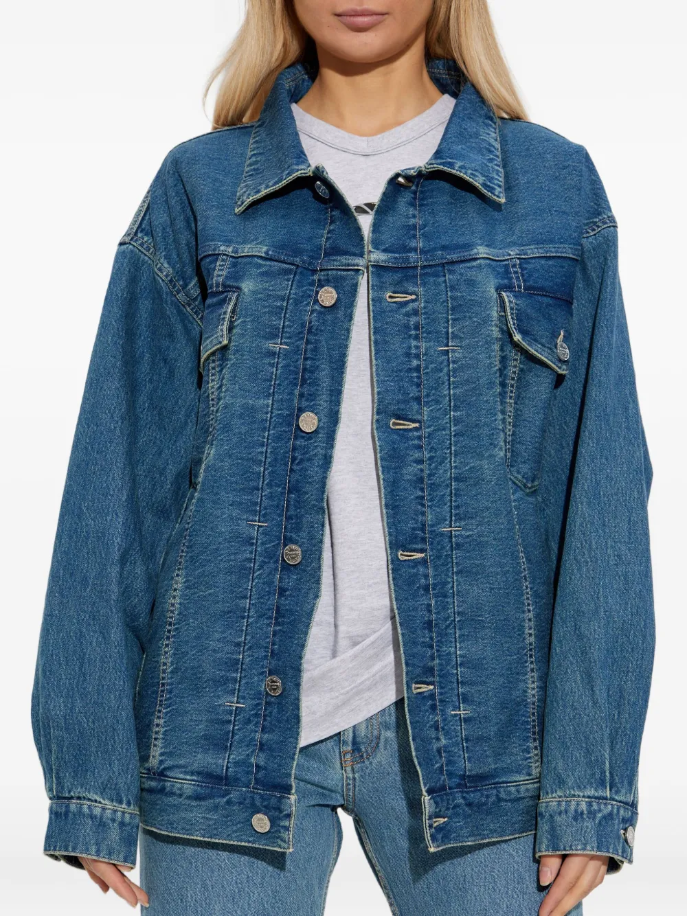 Джинсовая куртка на пуговицах Vetements, синий — фото 3