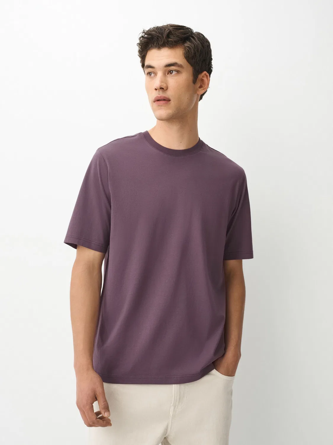 Next Хлопковая футболка обычного кроя с круглым вырезом Purple Grape Essential