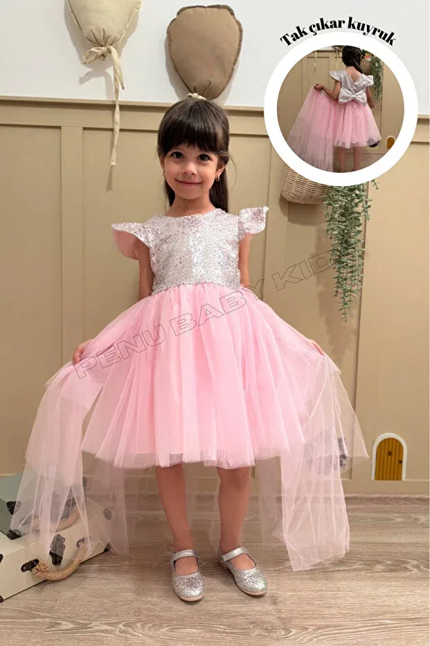 Детское платье для девочек с пайетками Elizabeth Penu Baby Kids, Pink