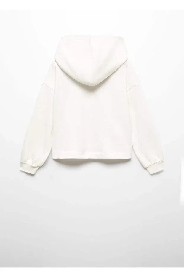 Детские свитшот для девочек с принтом Mango Kids, Off White — фото 4