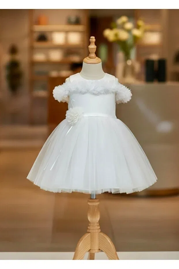 Детское платье для девочек с открытыми плечами Miaras Baby, White