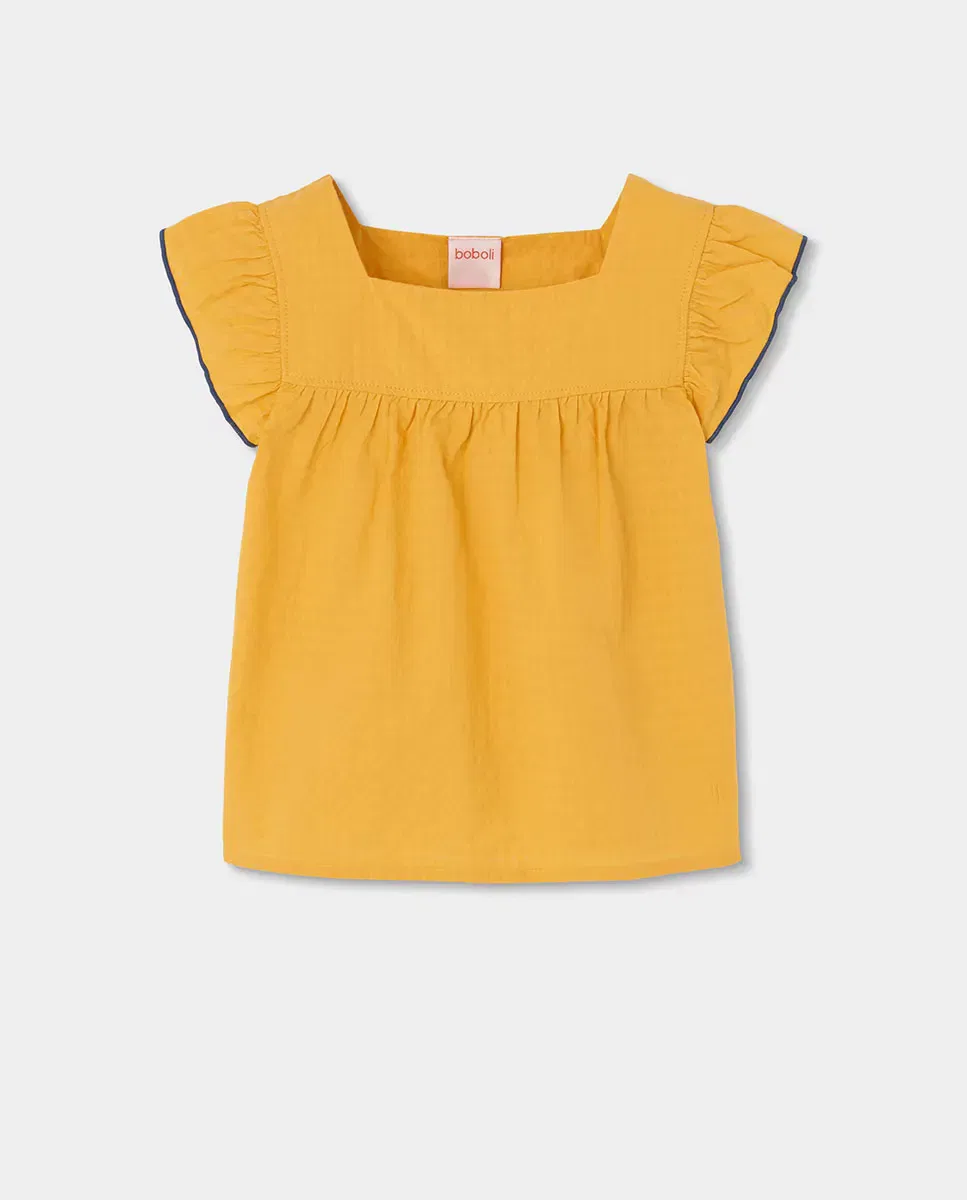 Детская блуза для девочек с коротким рукавом с воланами Boboli, Amarillo / Negro