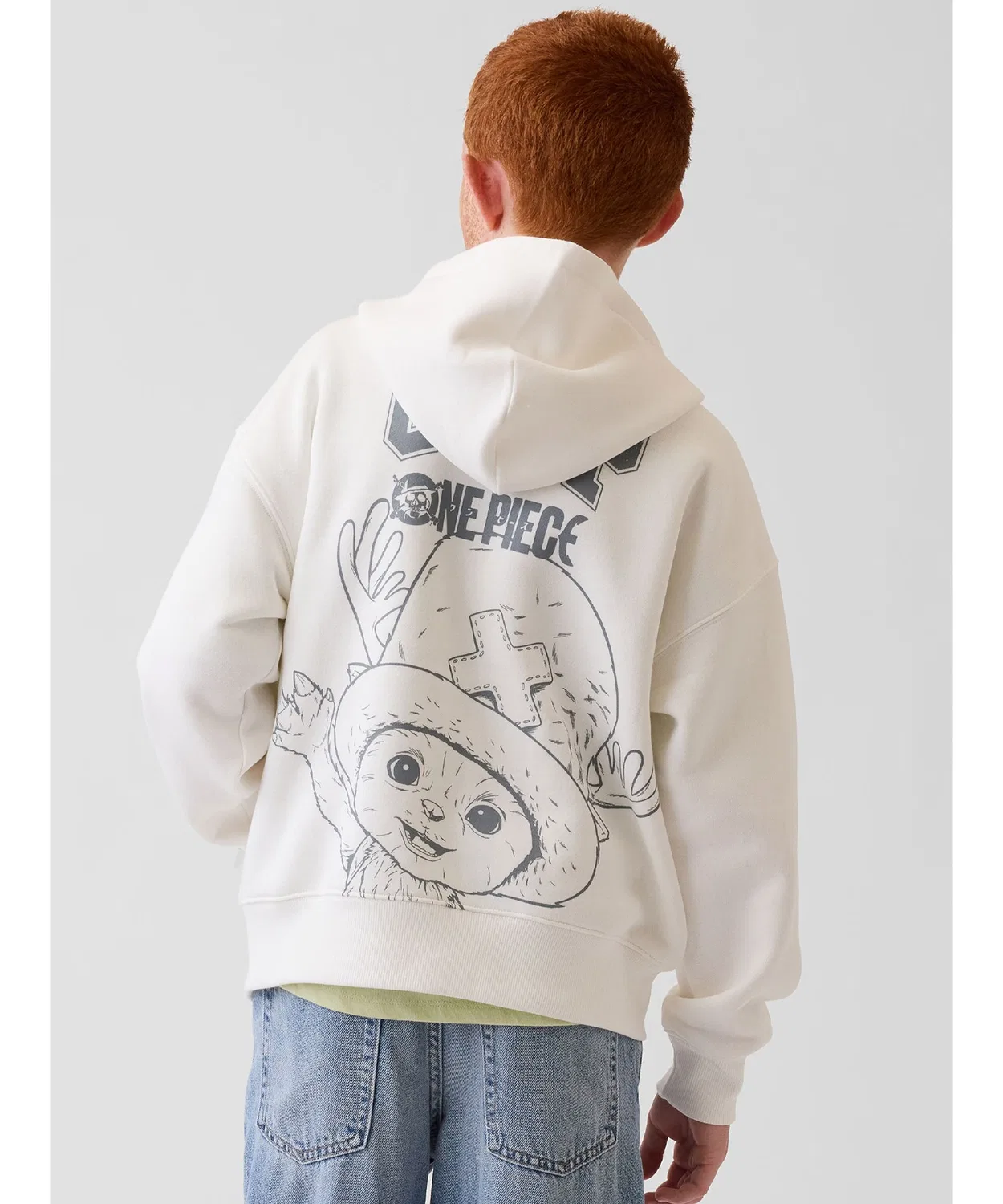 Детский худи с длинным рукавом на молнии, с принтом, модель ONE PIECE Vintage Soft GAP, Off White