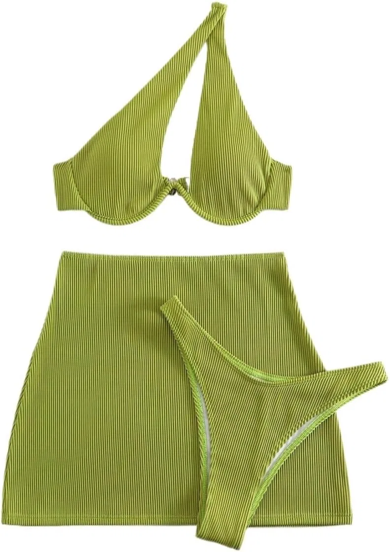 Женский бикини-комплект с вырезами и высокой талией, Lime Green