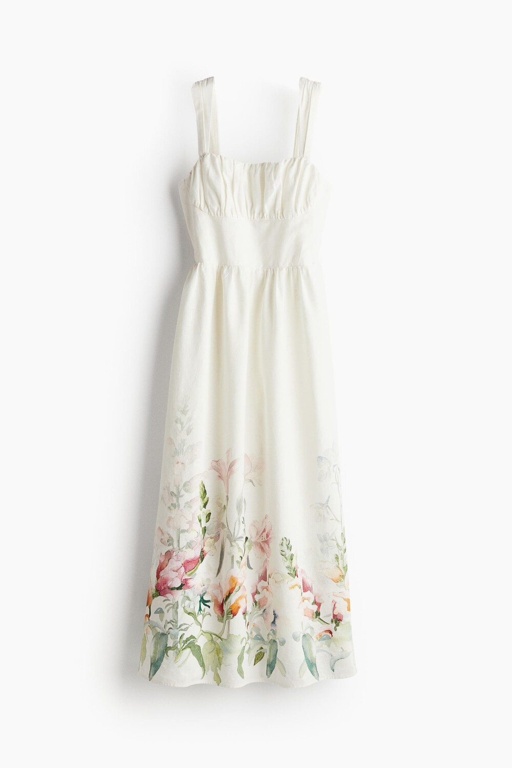 

Платье H&M Printed Linen-blend, белый