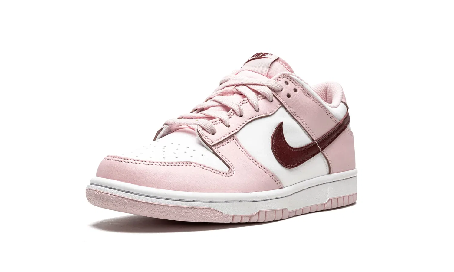 Детские кроссовки для девочек с принтом Dunk Low NIKE, Pink White Bordeaux — фото 4