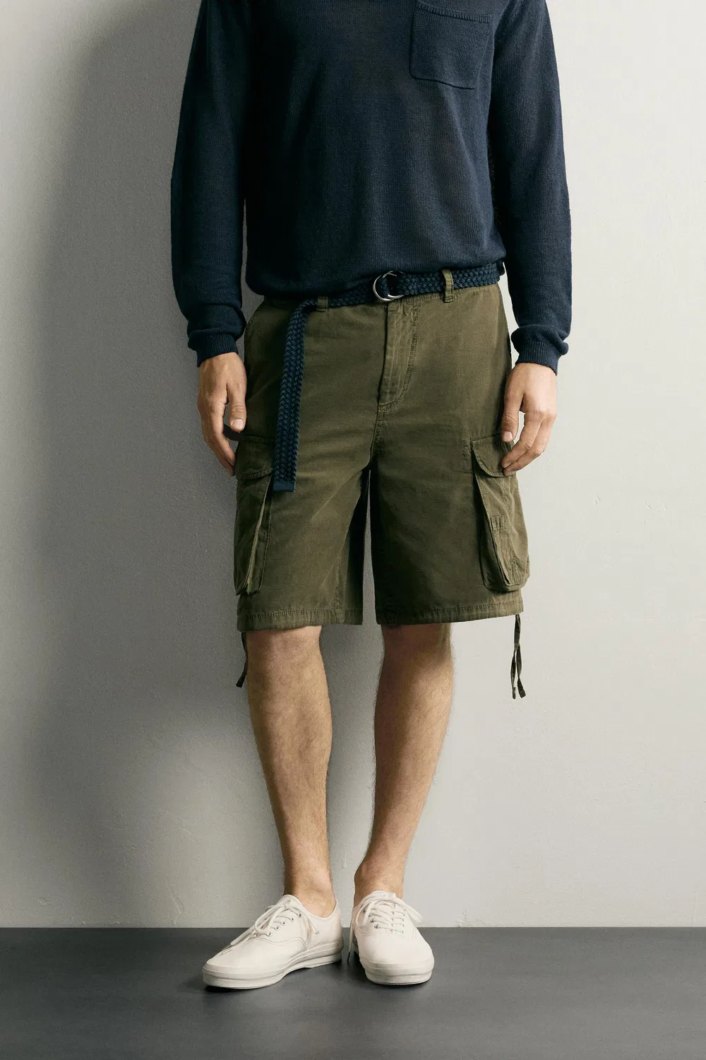 Шорты-бермуды прямого кроя в стиле карго с застежками. ZARA, Khaki — фото 2
