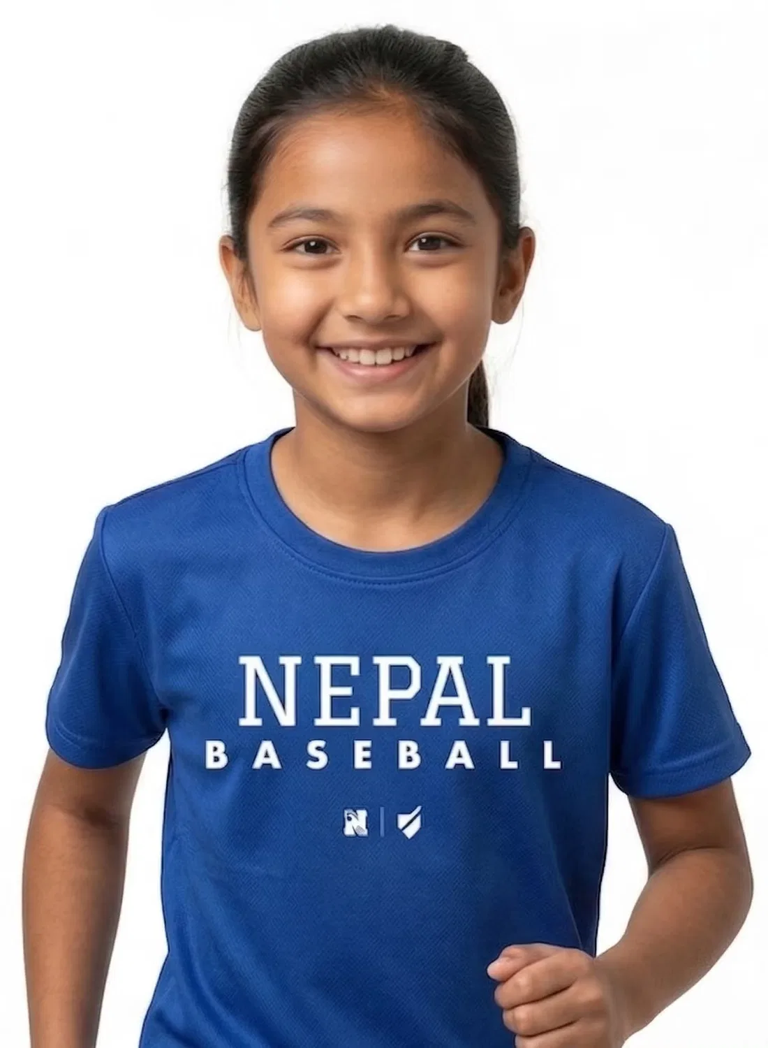 Футболка детская с принтом Nepal Baseball United, синий — фото 2