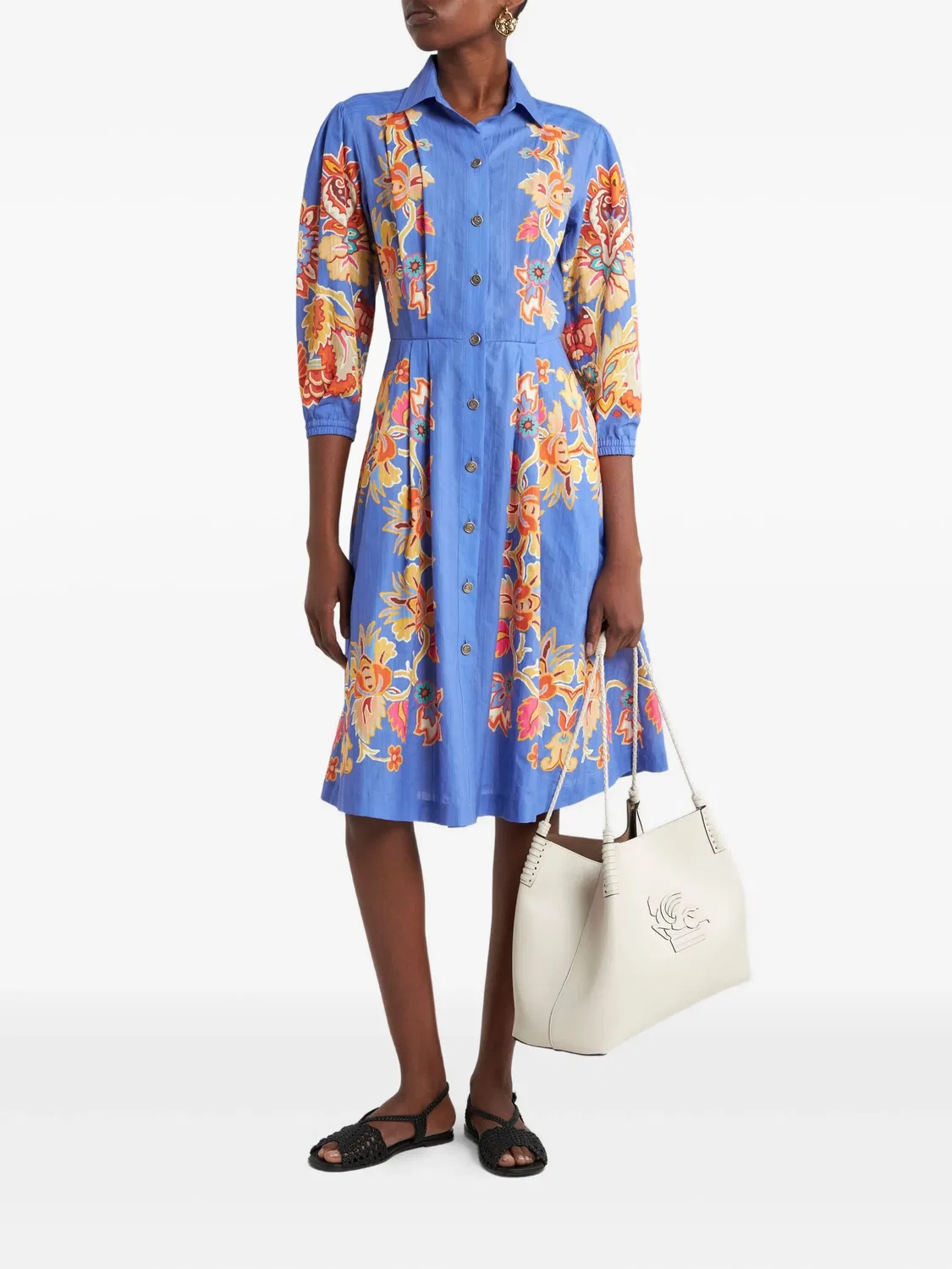 Платье-Рубашка с Цветочным Узором ETRO, синий — фото 2
