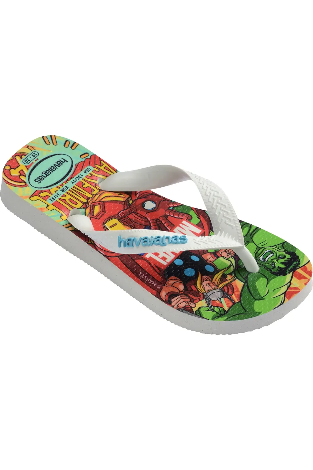 Детские сандалии шлепанцы с Marvel Havaianas, белый/белый/синий — фото 2