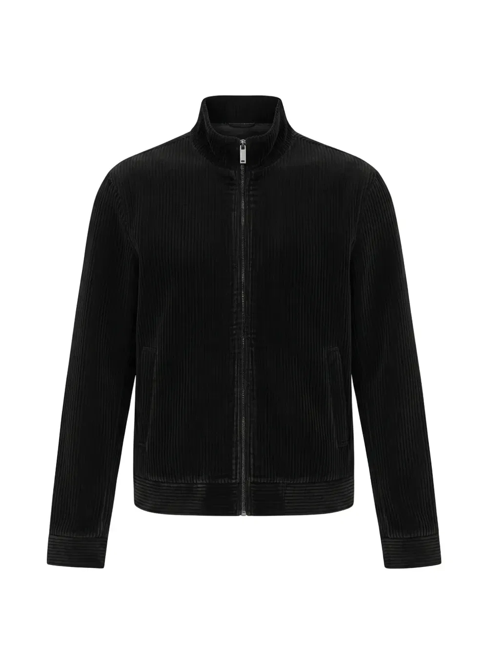 Вязаная куртка на молнии в рубчик EMPORIO ARMANI, черный